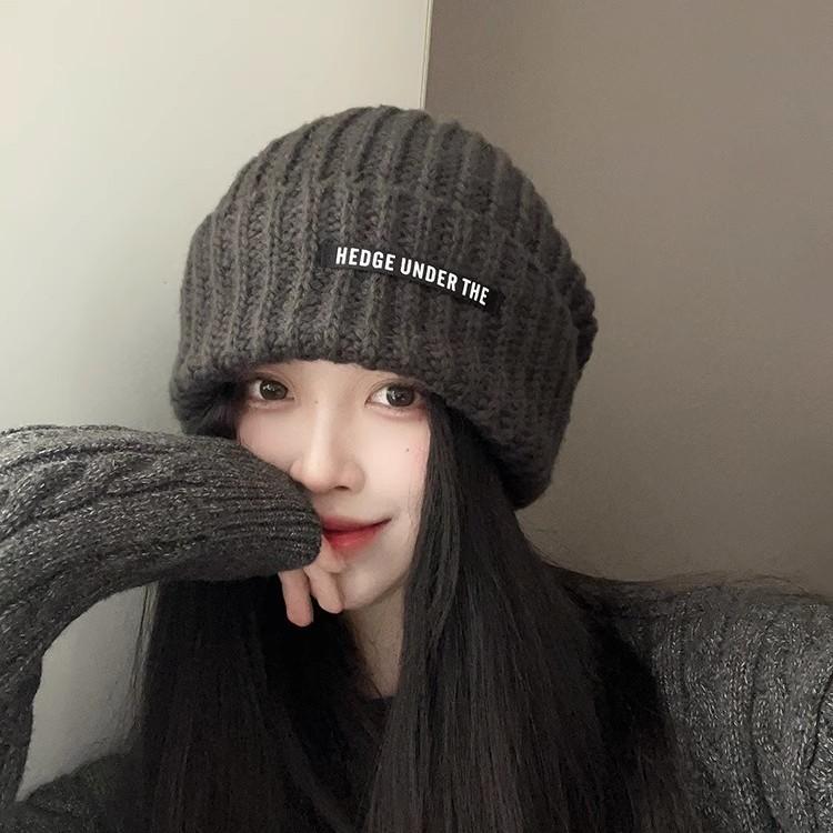 Knit Hat - ニット帽 女の子用 子供 冬用 耳当て付き 保温 大きめサイズ 日本風 ビッグシルエット 顔映え 小さめニット
