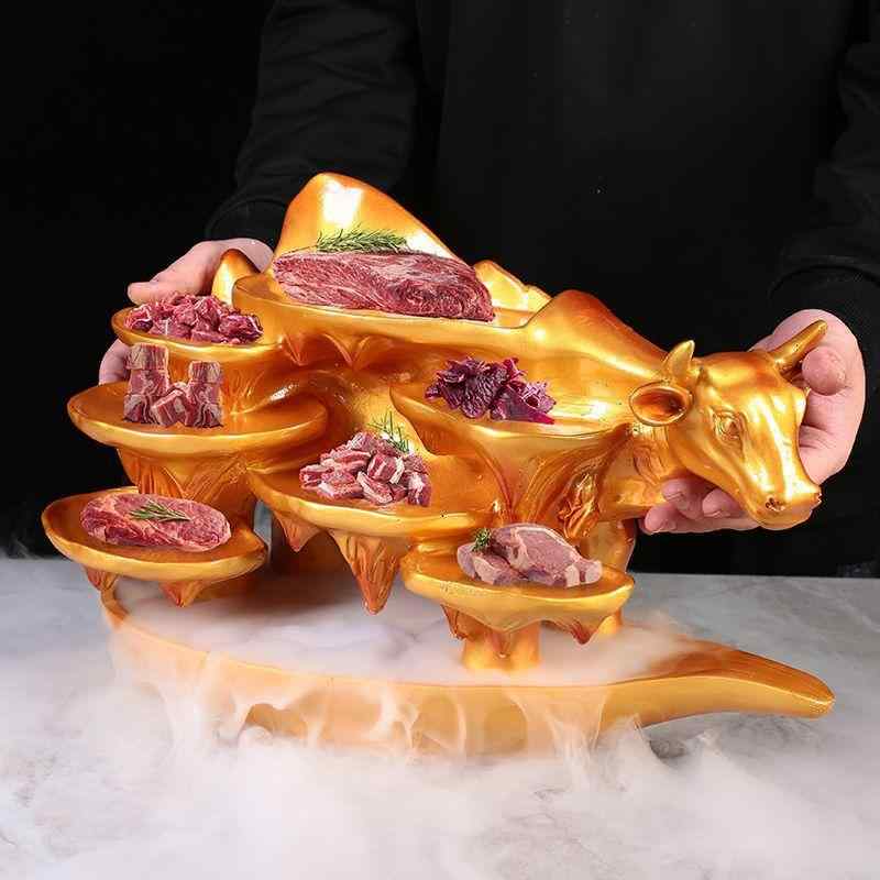 牛型金色皿 肉盛り合わせ皿 楽天市場】牛 お皿の通販