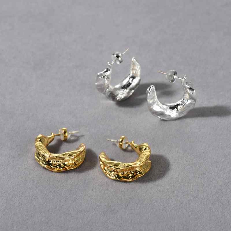 レディース ピアス イヤースタッド ピンク系 フランス風 レトロ メタル プリーツ リング テクスチャー 個性 不規則 イヤリング 軽量 伸縮性