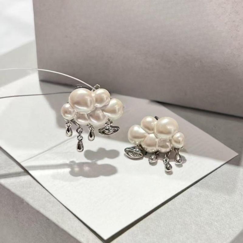 イヤリング レディース ピアス 雲型 パール 貝母 雨滴 土星 吊り下げ 女性用 天然素材