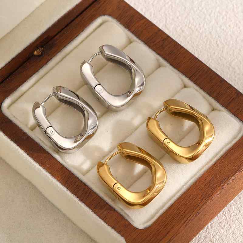 Cubic Zirconia - イヤリング レディース レトロ 幾何学 ステンレス チタンスチール 色落ちなし 耳飾り シンプル