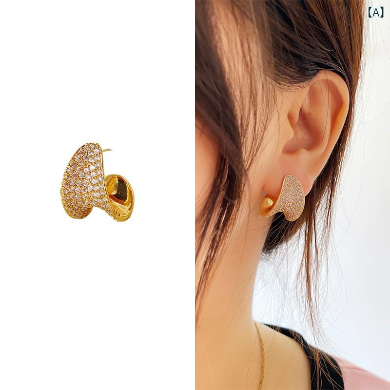 イヤリング レディース ハート ピンク ジルコニア フルセット 耳飾り ピアス かわいい 普段使い 高級感