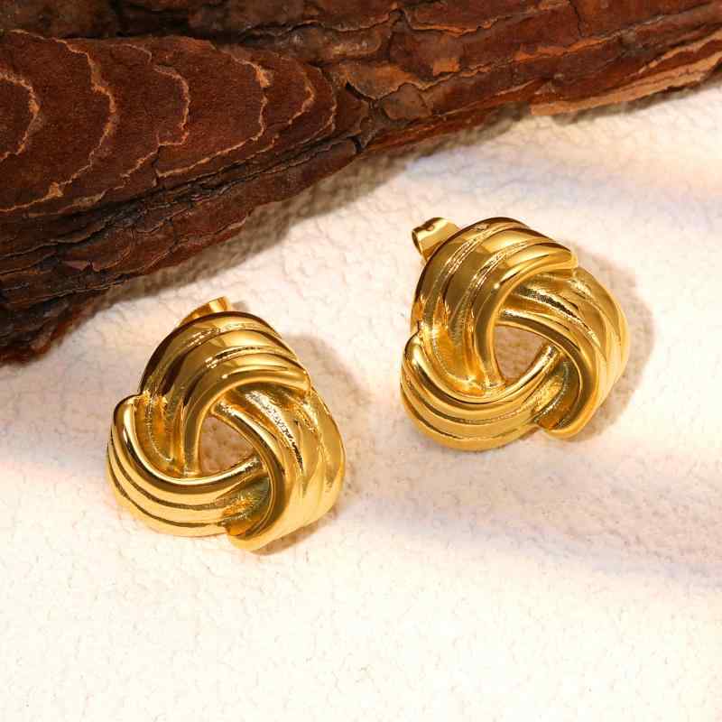 Cubic Zirconia - イヤリング ピアス 耳飾り ピンク系 螺旋模様 ゴールドメッキ ステンレス チタン 普段使い 軽量