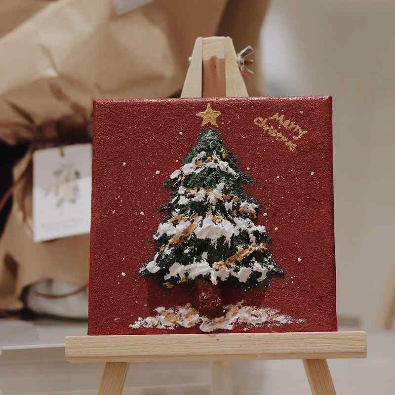 数字油画 クリスマスツリー DIY材料セット 手作り浮き彫り画 アクリルテクスチャー画 石英砂塗り絵キット 室内デコレーション 初心者向けアートクラフト