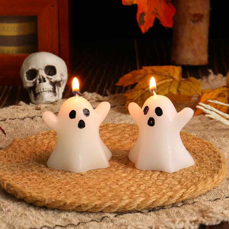 キャンドル ろうそく ハロウィン ゴースト インテリア 雑貨 置物 装飾 飾り付け かわいい フォルム 雰囲気作り 小道具 パーティー イベント グッズ 大人可愛い ホワイト 秋 オブジェ 癒し