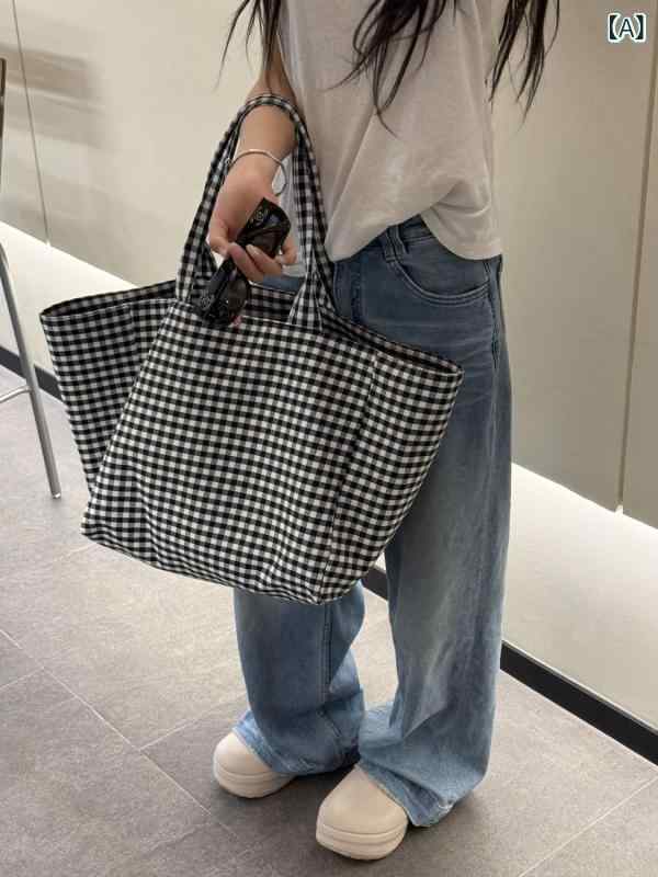 レディース バッグ トートバッグ キャンバス 大容量 A4サイズ対応 チェック柄 通学...