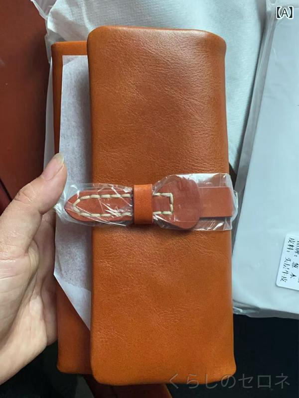 財布 レディース 長財布 スマホ財布 レトロ 本革 上質本革 手作り 引き紐 三つ折り...
