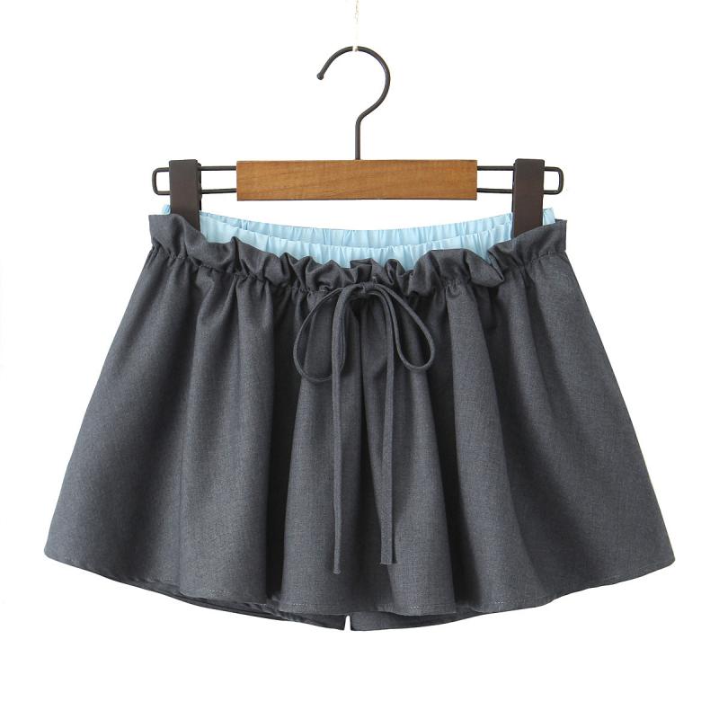 ハーフスカート レディース 秋冬 欧米風 ドローストリング 伸縮腰 切り替え 二重腰頭 スカートパンツ 普段使い