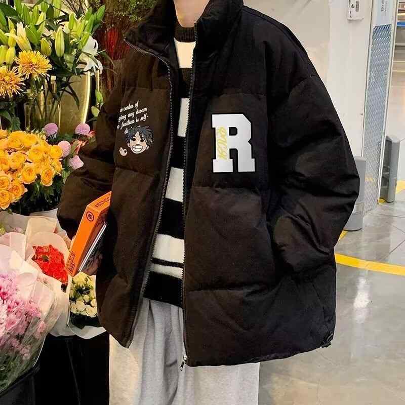 コート メンズ 秋冬 ピンク 厚手 羽毛 綿入れ パン型 ジャケット アウター