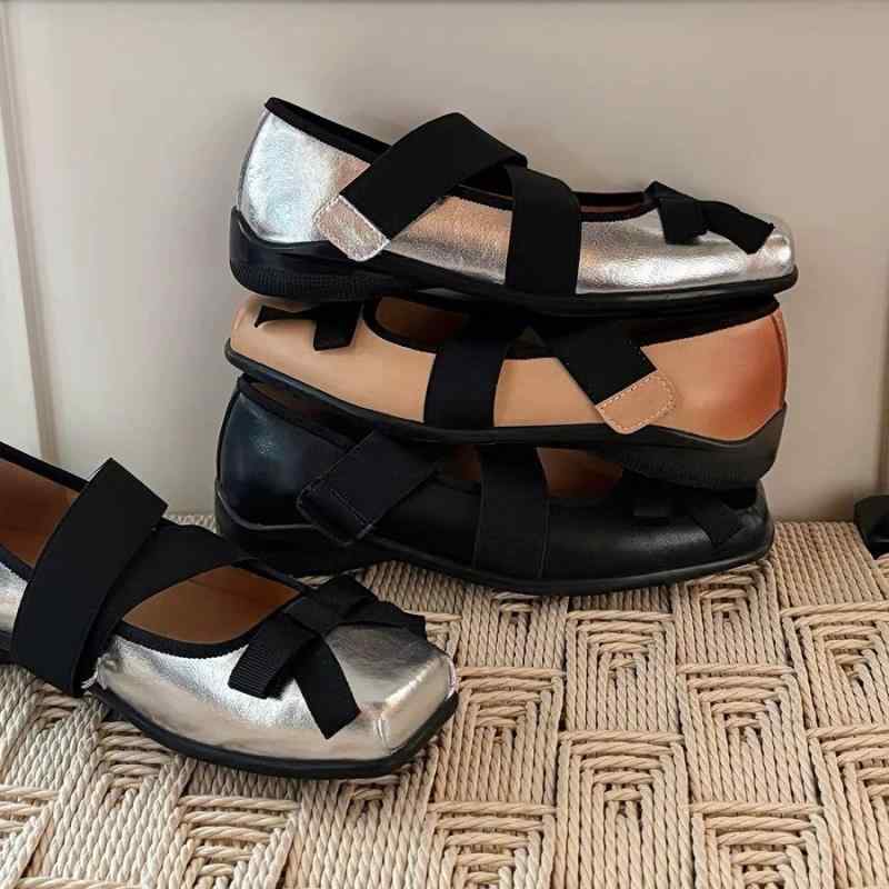 メアリージェーンシューズ レディース 春夏 ピンク フラットシューズ バレエシューズ レトロ スクエア..