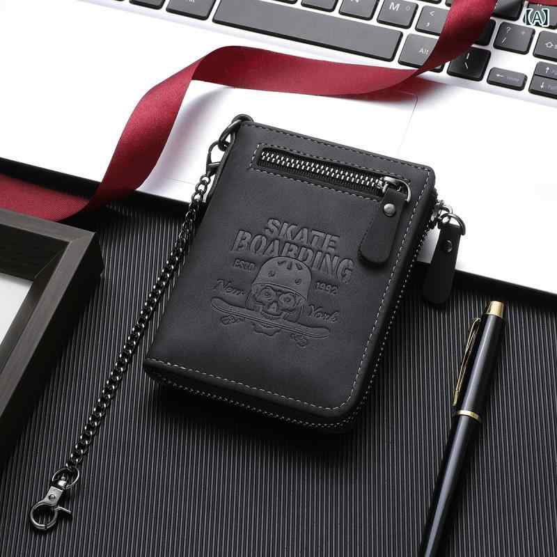 財布 メンズ ピンク スカル デザイ�