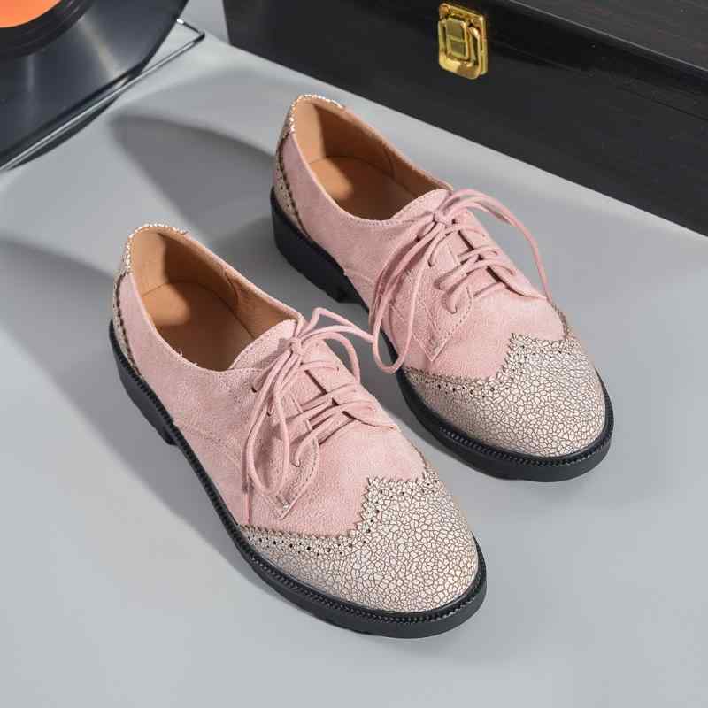 ローファーシューズ レディース ピンク 本革 切り替え 丸頭 平底 低ヒール 学院風 普段使い