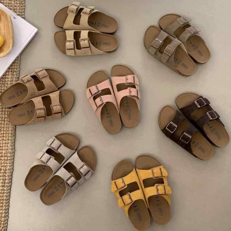 クロッグサンダル レディース ピンク 本革 レトロ 通勤用 バックル カジュアル クッションソール インソールヒールアップ 軽量 吸湿速乾