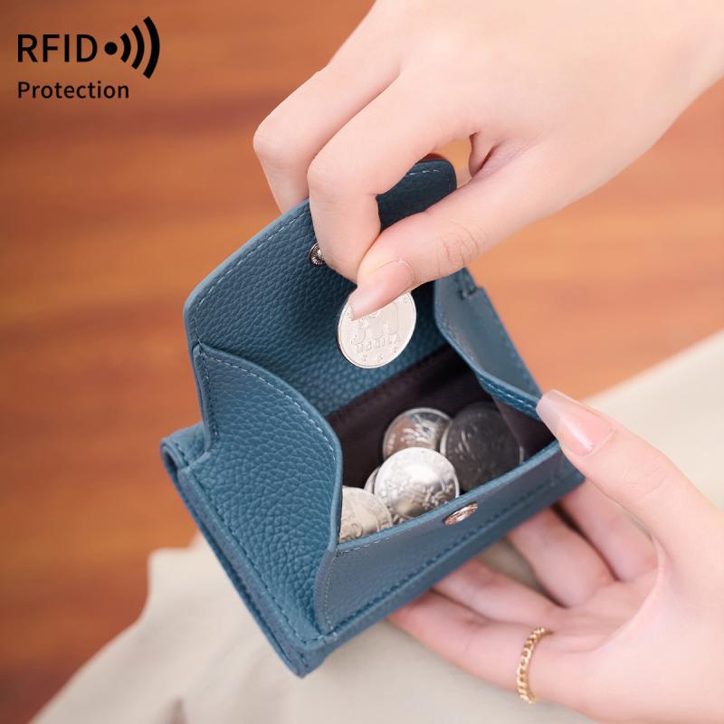 小銭入れ レディース RFID対応 短め フリップ式 ライチ紋 コイン収納 シンプル コインケース 普段使い ..