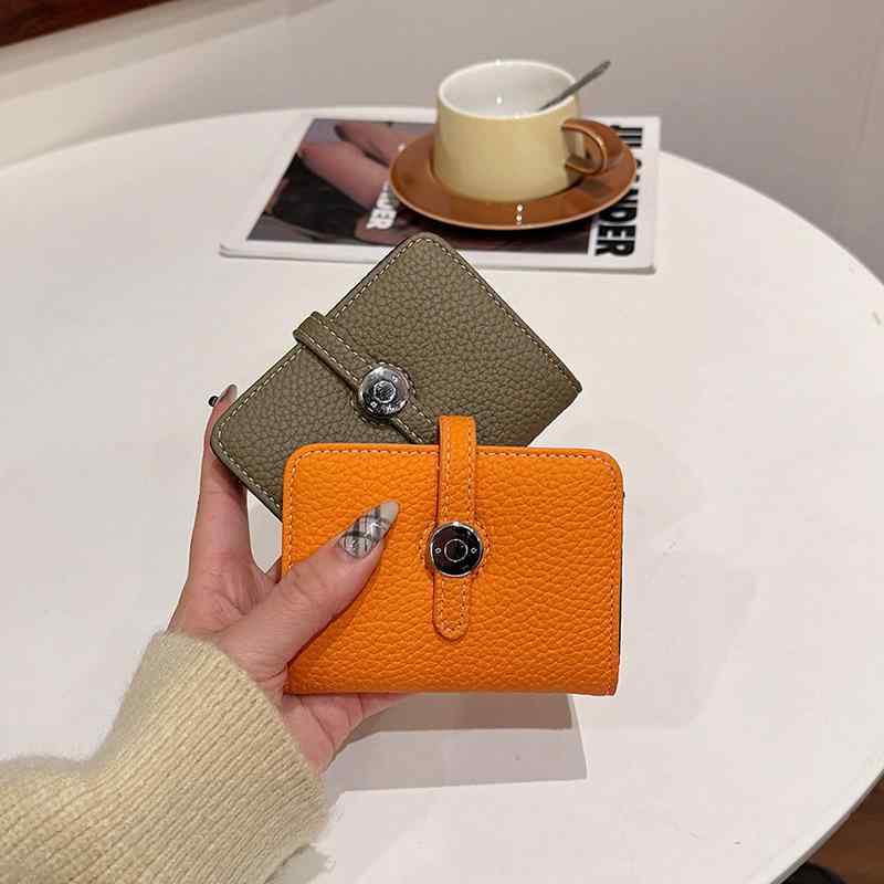 財布 レディース 二つ折り ライチレザー カードケース ミニ シンプル 多ポケット 普段使い