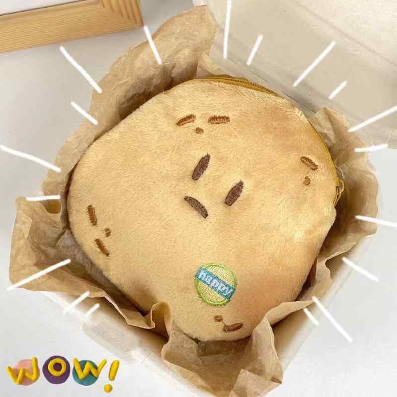C, L, R, W - 小銭入れ ぬいぐるみ ポテト型 収納ポーチ イヤホンケース コイン入れ リップケース データケーブル ポータブル 普段使い