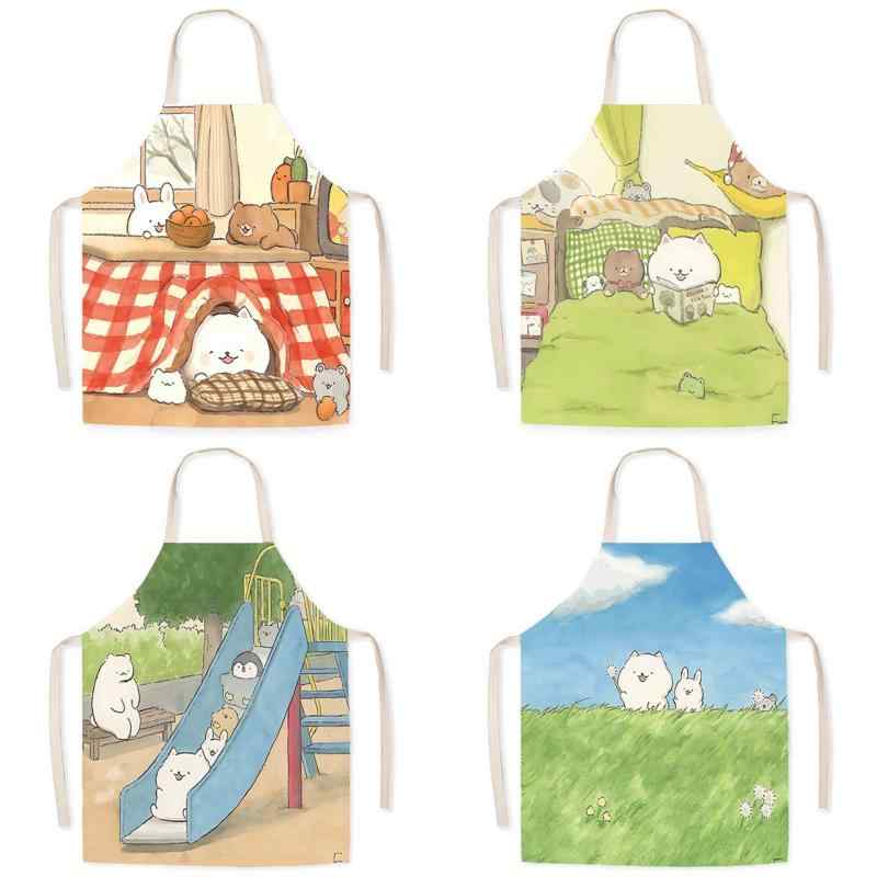 レディース キッズ 親子 エプロン 猫柄 かわいい キャラクター 袖なし 汚れ防止 キッチン 料理 調理 お絵かき 工作 習い事 布製 ほっこり ネコ 掃除 ガーデニング カフェ 保育士 幼稚園 割烹着 スモック