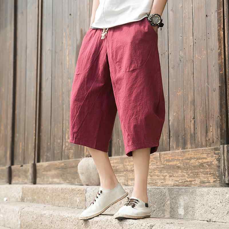 メンズ クロップドパンツ 7分丈 綿麻 リネン 大きいサイズ ゆったり 涼しい 薄手 ...
