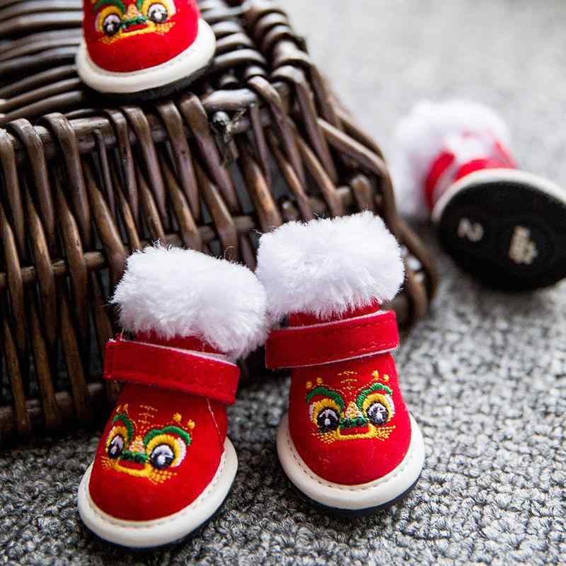 ペットシューズ 小型犬 秋冬保暖 脚カバー テディ犬 ビション 虎頭唐風 4足セット