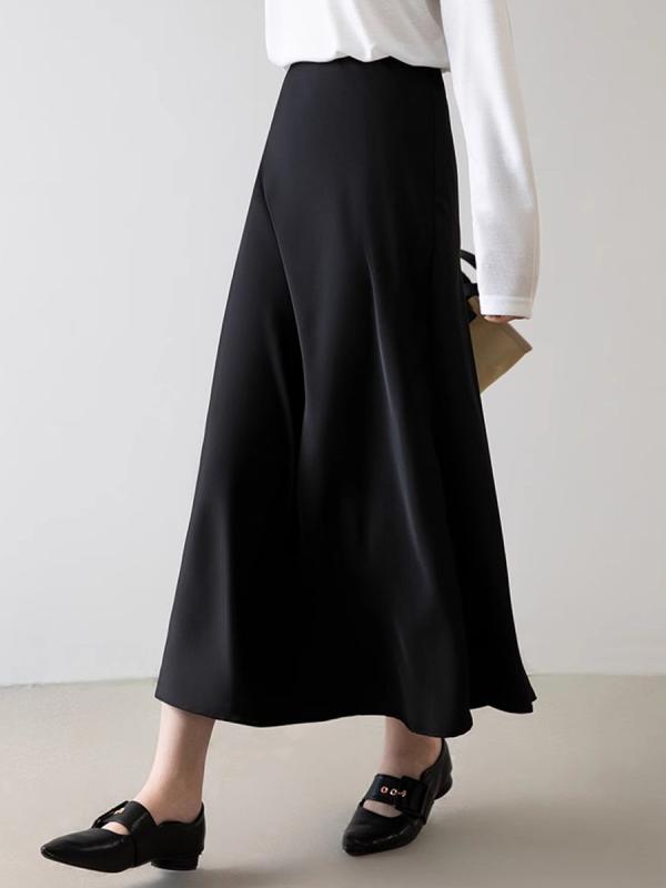 スカート レディース 春夏 ハイウエスト ヒップハグ マーメイド サテン 無地 通勤 韓国風 気質エレガント 半身丈