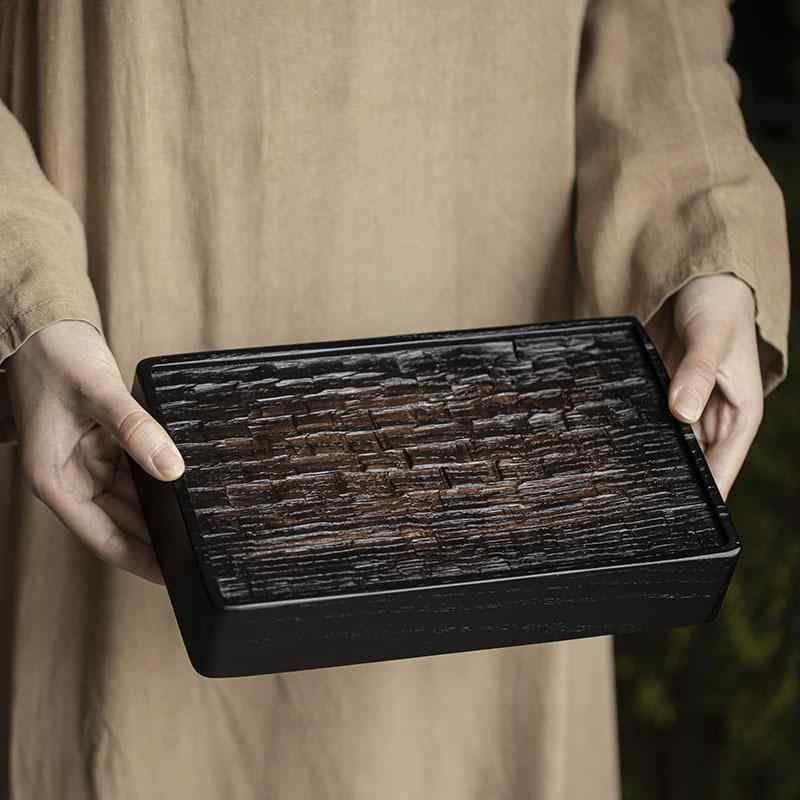 茶盤 ティーテーブル 壺承 茶台 アッシュ材 無垢材 天然木 一枚板 手彫り 干泡法用 小さめ 侘び寂び 和モダン 上品 高見え おしゃれ ハンドメイド インテリア 普段使い 丁寧な暮らし ナチュラル