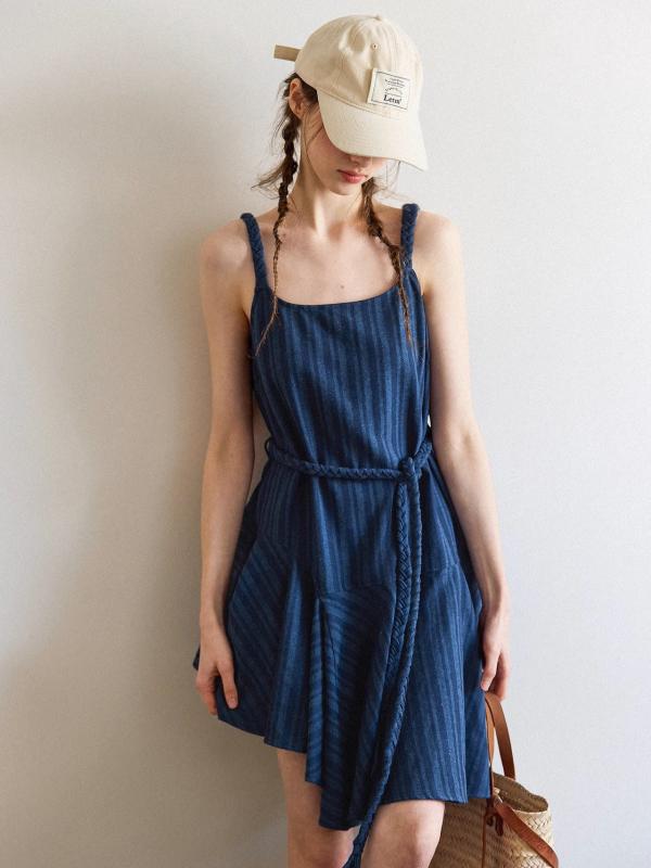 Underwear, Nightwear - レディース キャミソールワンピース ロングワンピース ノースリーブ アシンメトリー 不規則ヘム レトロ 表面感 手編み風 クロシェ編み 夏 リゾート 大人可愛い きれいめ 上品 体型カバー ゆったり 楽ちん