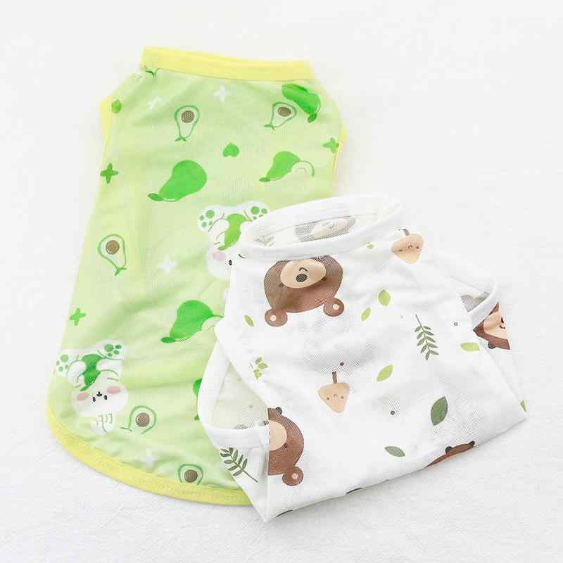 犬服 小型犬 中型犬 猫 夏用 薄手 ベスト メッシュ 通気性 日焼け防止 ピンク カートゥーン フレンチブ..