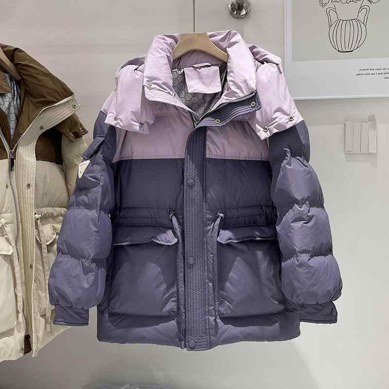 ダウンジャケット レディース 中長丈 ゆったり 厚手 ウエストシェイプ 白鴨ダウン 秋冬 アウター 韓国..