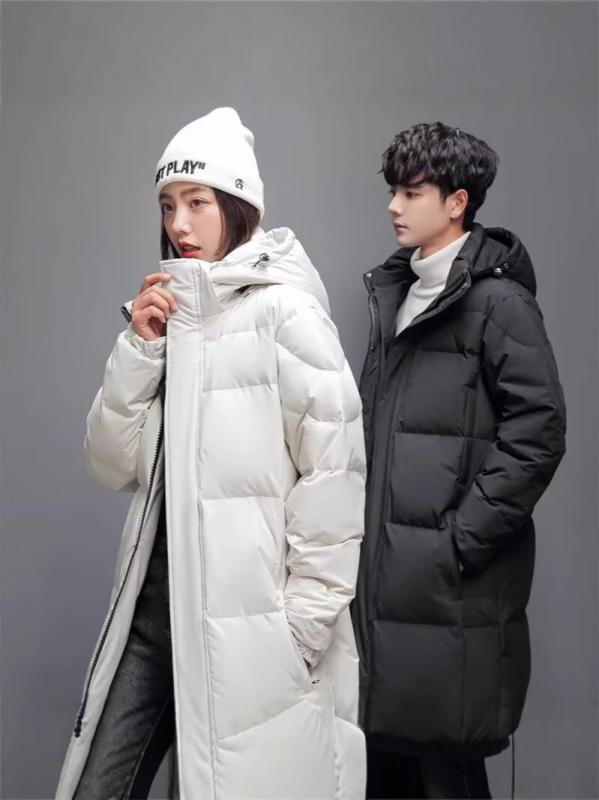 ダウンジャケット メンズ ロング フード付き 暖か アウター 秋冬 カップル シンプル トレンド 青年向け