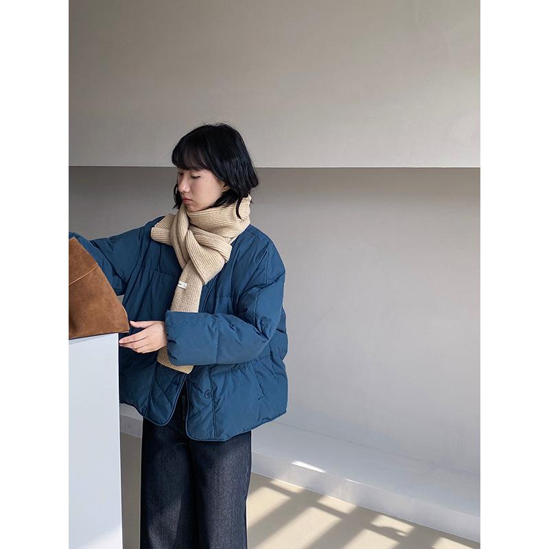 ダウンジャケット レディース 厚手 冬用 白鴨ダウン クルーネック 韓国風 暖か 軽量 肌映え 白 コート 防寒 フードなし スタイリッシュ 秋冬 アウター