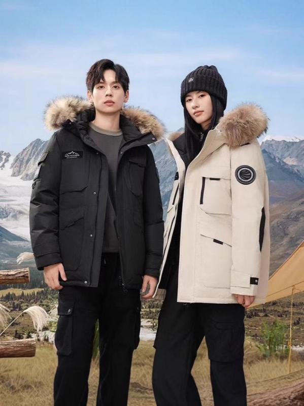 秋冬 男女兼用 厚手防寒 極寒対応 グースダウン パーカジャケット ラッコ毛領 ワークウェア 軽量 吸湿速乾 高級感