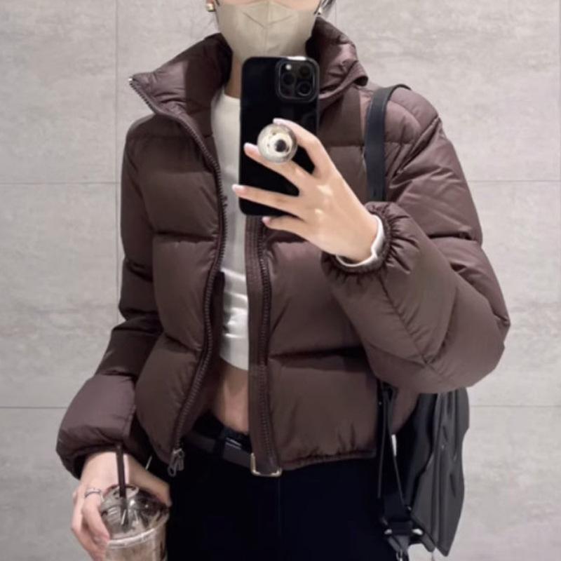 ・詰め物: 白ダックダウン・含ダウン量: 81%～85%・厚み: 厚・生地名: ポリエステル・主生地成分: ポリエステル・シルエット: ルーズ・襟型: スタンドカラー・袖丈: 長袖・流行要素: ジップ・前立て: ジップ・色: 栗色,黒・サイ...