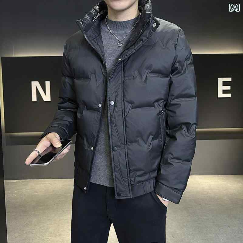秋冬 メンズ ダウンジャケット スタンドカラー スリムフィット 保温 ホワイトダックダウン 軽量 上着 コート