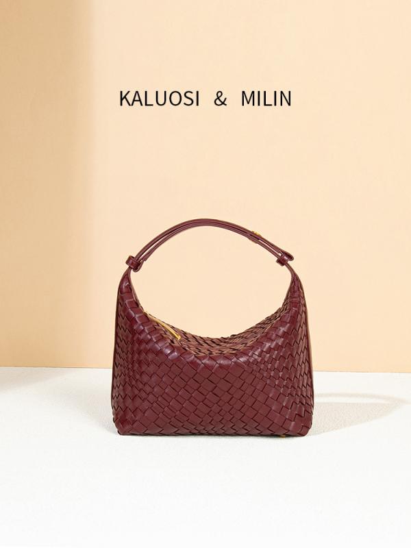 レディース バッグ 手編み ハンドバッグ ショルダーバッグ アンダーアームバッグ 弁当箱バッグ フレンチスタイル 高級感 ブラック アイボリー ピンク