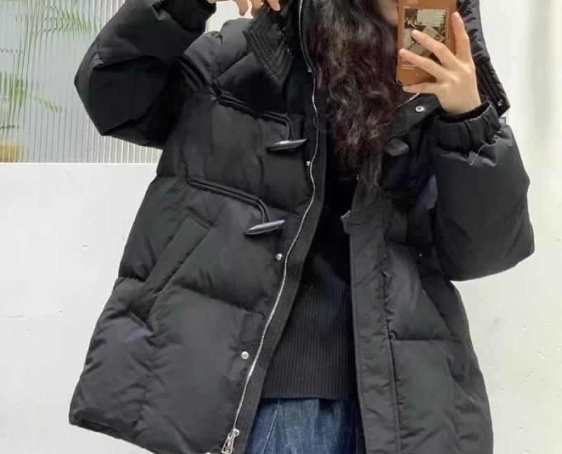 ダウンジャケット 秋冬 防寒 男女兼用 厚手 ホワイトダックダウン 牛角ボタン カジュアル スタイリッシ..