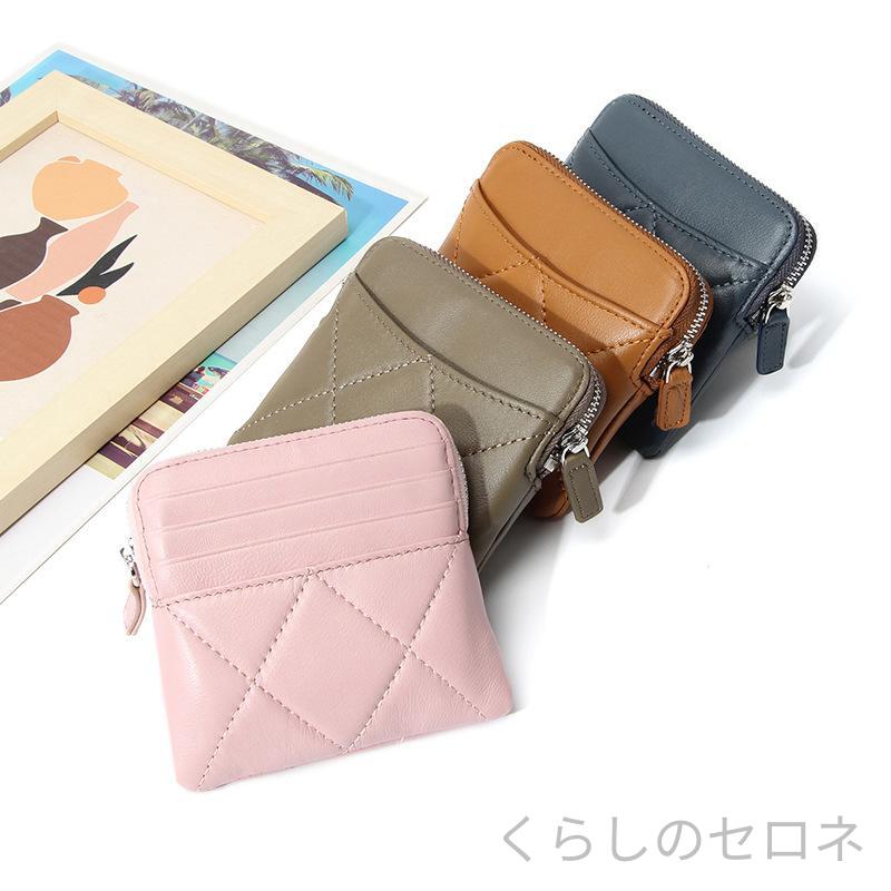 ・素材: 本革・皮質: 羊革・柄: 無地・デザイン: キルティング・スタイル: アーバンシンプル・性別: 女性・裏地: キャンバス・折り数: 1つ折り・色: ピンク,ブラック,イエロー,カーキ,グリーン,ライトブルー,パープル,ブラウン