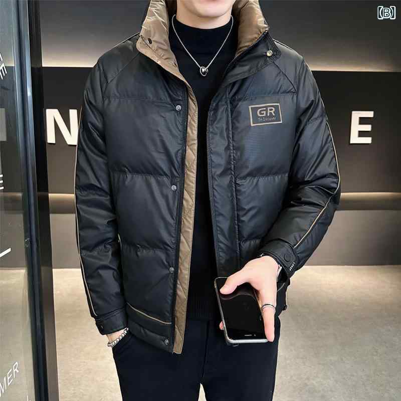 秋冬 メンズ ダウンジャケット スタンドカラー 暖か 軽量 保温 コート ジャケット トップス 防寒 ロング丈 フードなし シンプル デザイン 日常使い 通勤 通学 アウトドア 対応 ポリエステル 素材 耐久性 高め スタイリッシュ 着こなし 簡単