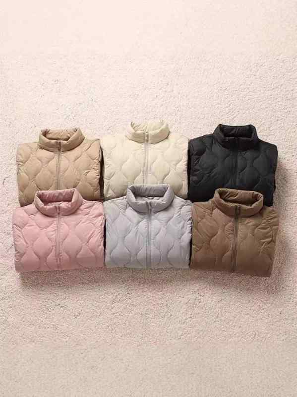 秋冬 ダウンジャケット スタンドカラー 軽量 薄手 ショート丈 カジュアル 日常 スリム 軽便 インナー対応