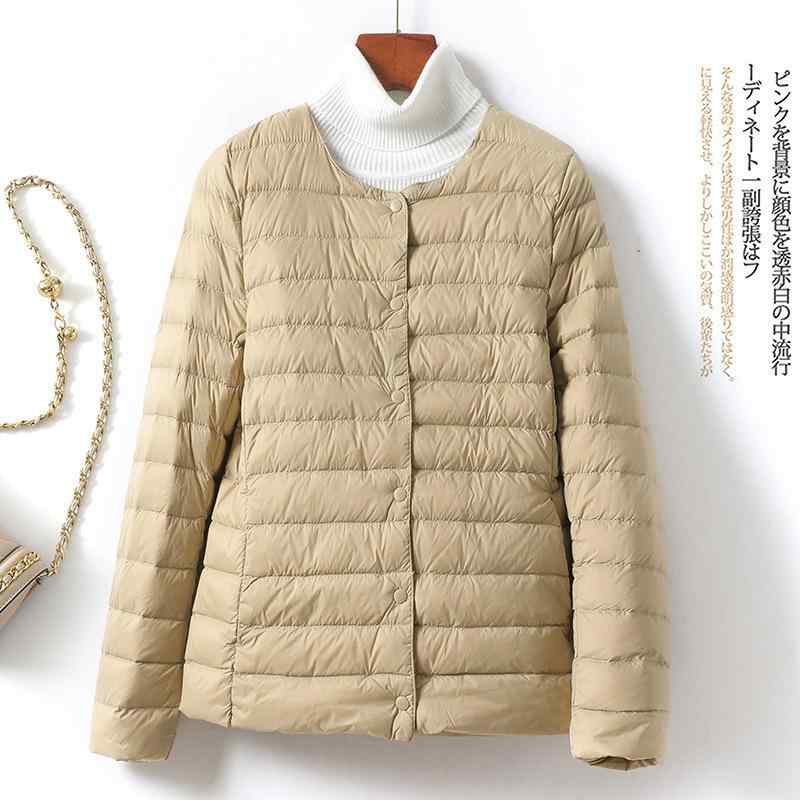 秋冬 大サイズ ダウンジャケット 軽量 ショート丈 長袖 丸首 スリムフィット ホワイトダックダウン 暖かアウター 防寒コート 日常使い