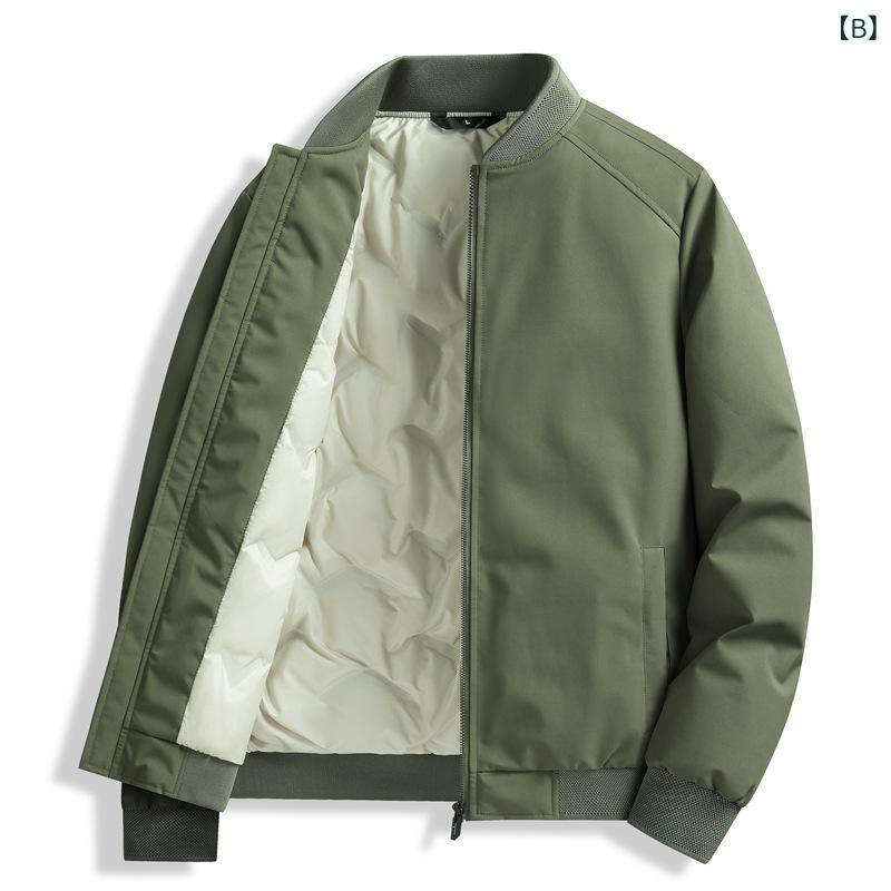 秋冬 メンズ ダウンジャケット カジュアル 野球領 防寒 保温 グレー ダックダウン 暖か アウター ストリート ファッション 軽量 スタンドカラー トレンド スタイル