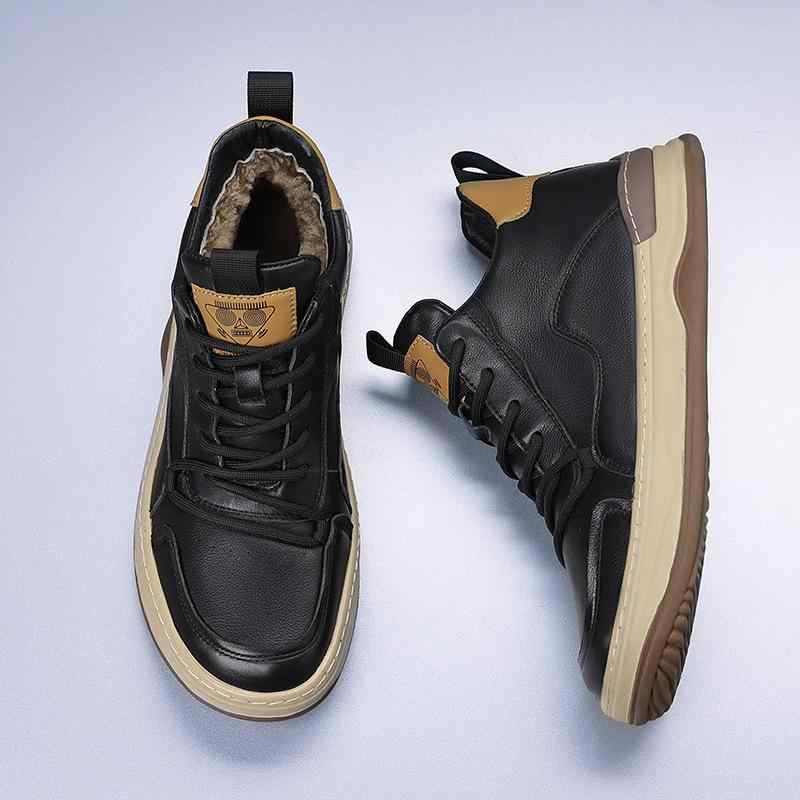 スニーカー メンズ 秋冬 本革 羊毛 保温 フリース入り カジュアル トレンドシューズ 真皮一体 暖か 軽..