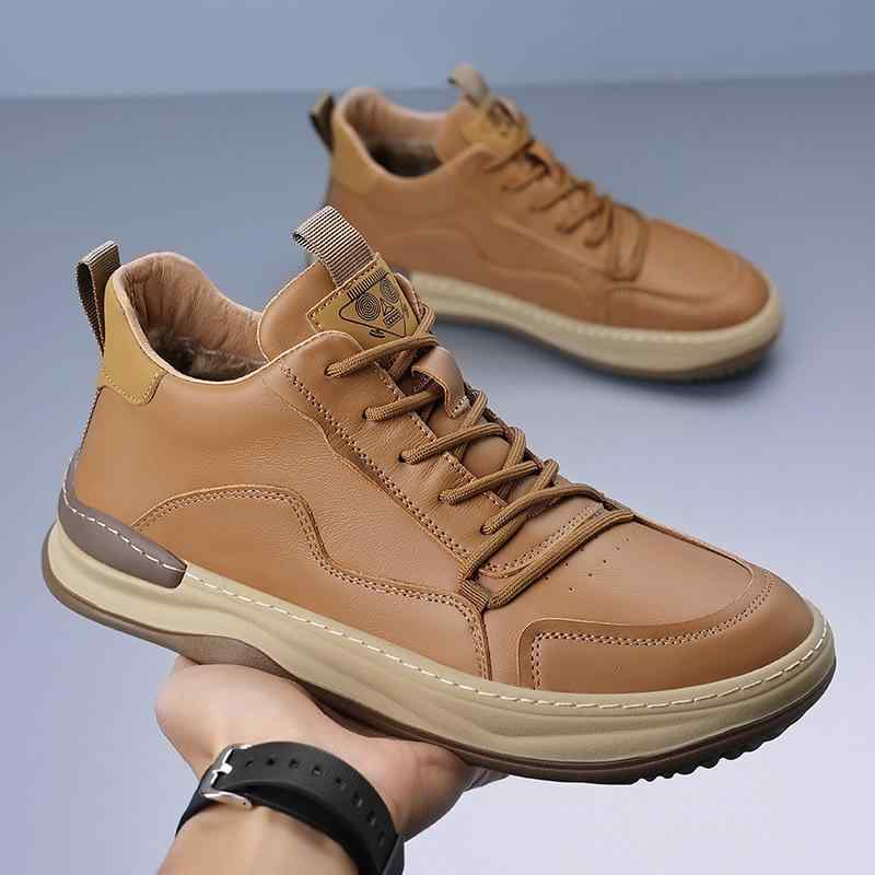 ブーツ メンズ 秋冬 本革 羊毛 保温 カジュアル シューズ トレンド 日常 暖か フリース ライニング 履..