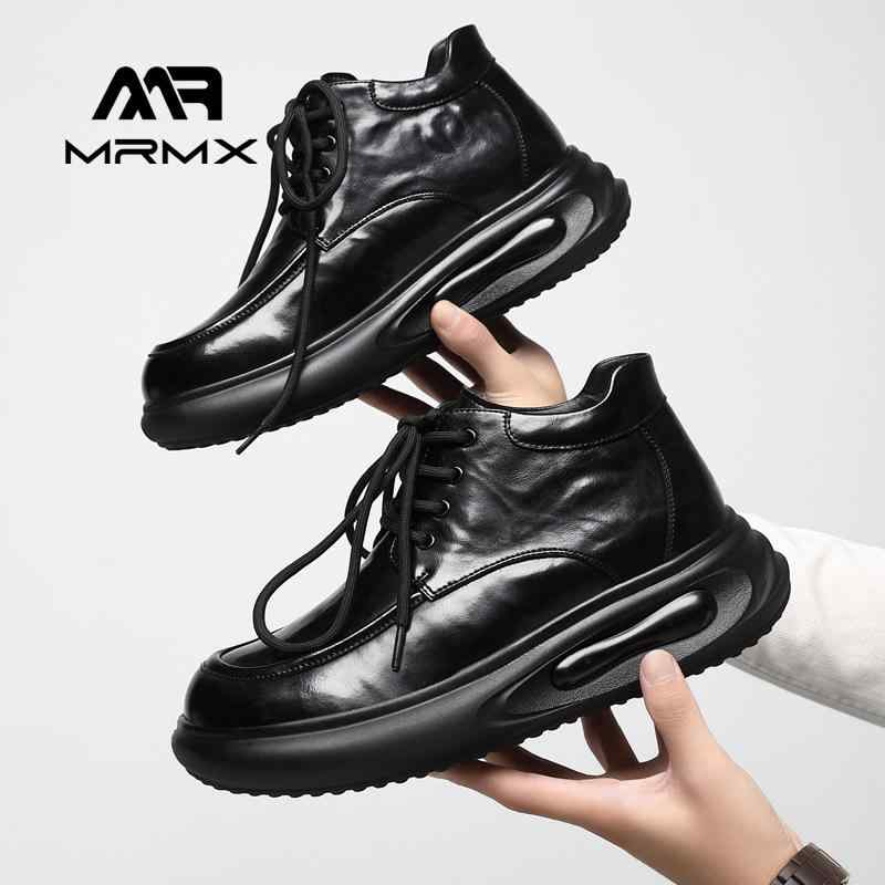 メンズシューズ 秋冬 英倫風 カジュアル 保暖 加厚 ハイカット エアクッション 身長アップ 厚底 コット..