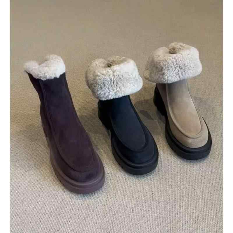 スノーブーツ レディース 秋冬 暖か 厚底 防滑 ふわふわ 毛中 レトロ コットン ショートブーツ 雪道用 ..
