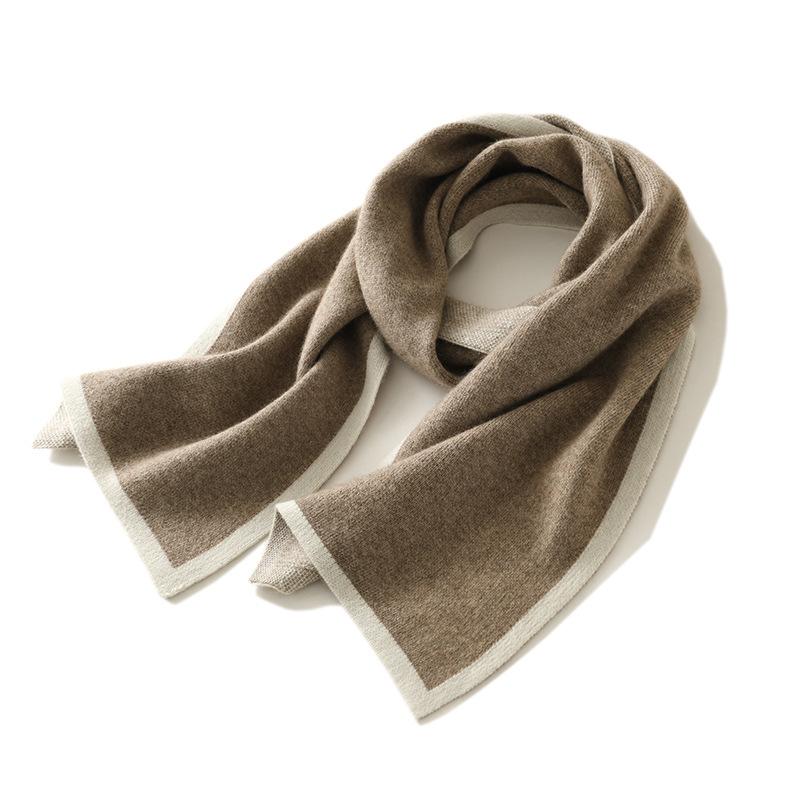 ニットマフラー 男女兼用 秋冬 カシミヤ 切り替え 厚手 暖か 柔らか 肌触り良い 肌に優しい ストール スカーフ ループマフラー バイカラー 高級感 ソフト 保温 アウトドア デイリー