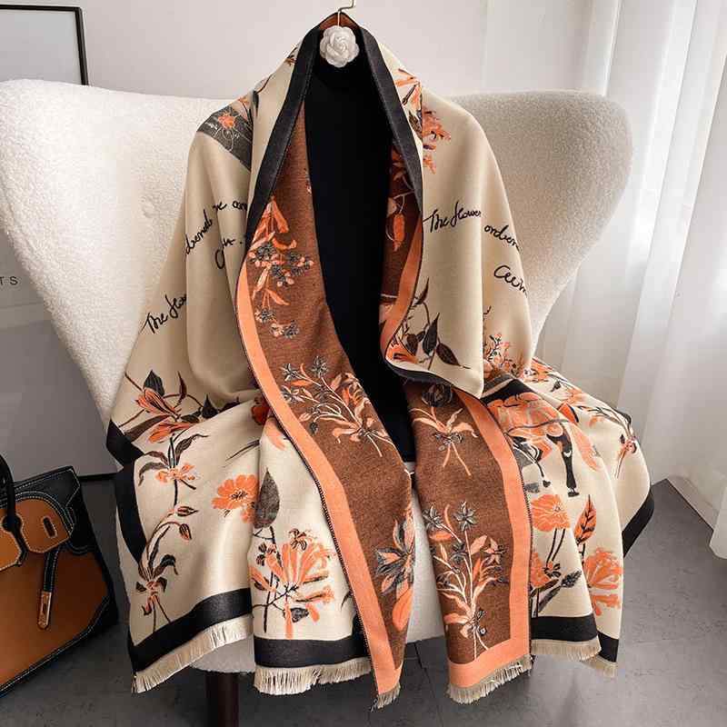 秋冬 レディース 厚手カシミア マフラー 高級感 暖か 馬柄刺繍 エレガント ショール ストール 百搭 保暖 提花 围巾 围脖