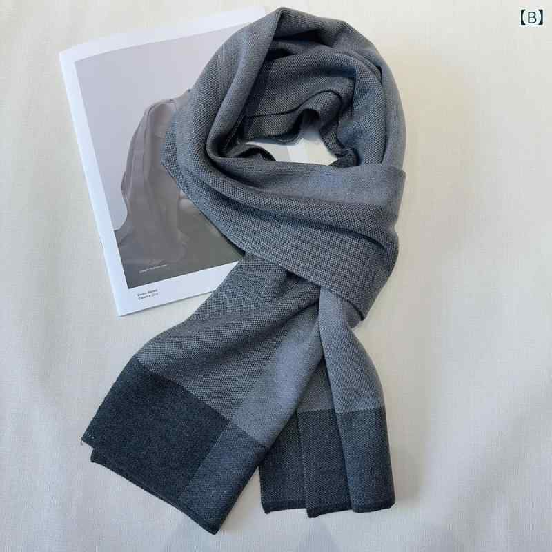 メンズ マフラー 秋冬 チェック柄 ウール 暖か 保温 高級感 百搭 スカーフ 通勤 日常使い