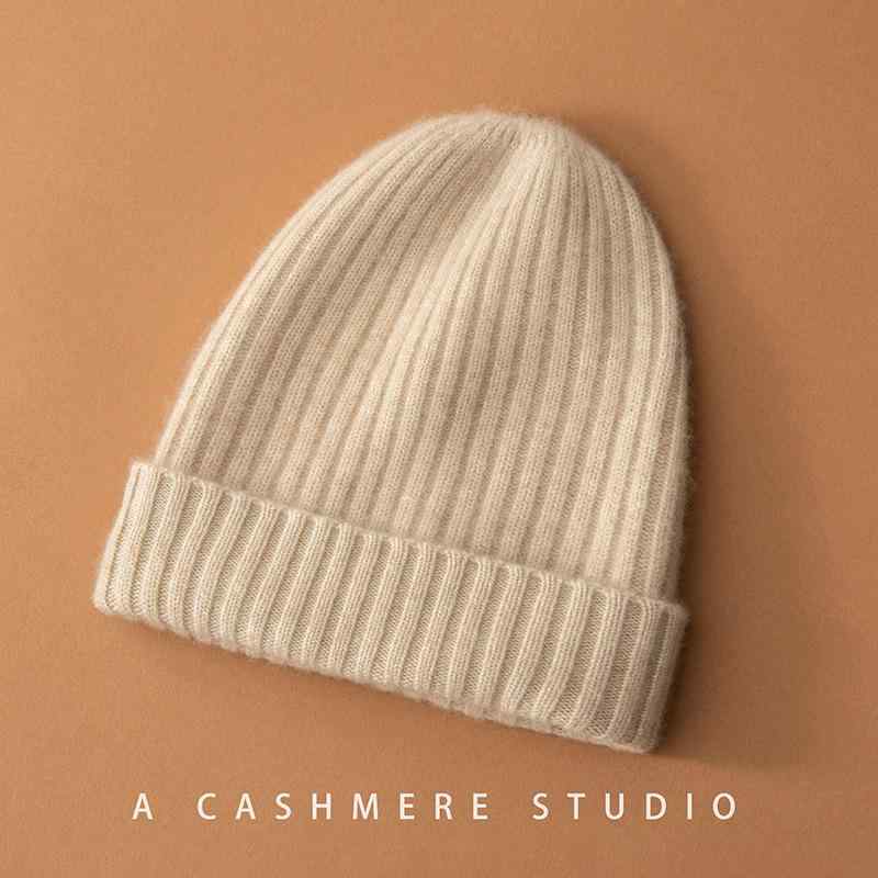 Knit Hat - 帽子 男女兼用 秋冬 ニット カシミア 縦ストライプ ビーニー 暖か 柔らか ベーシック 日常使い 防寒 通勤 通学 アウトドア 軽量 吸湿速乾
