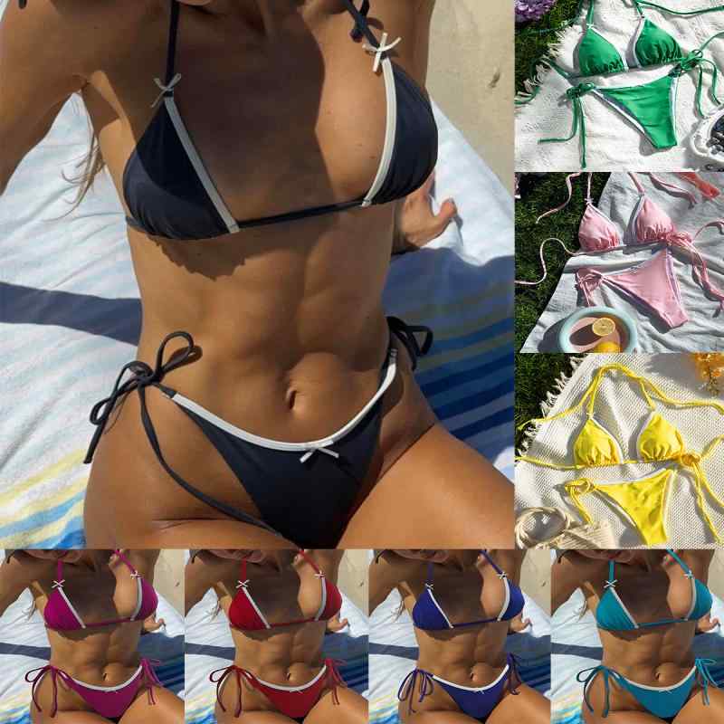レディース 水着 ビキニ ホルターネック リボン 紐 セパレート セクシー インポー...