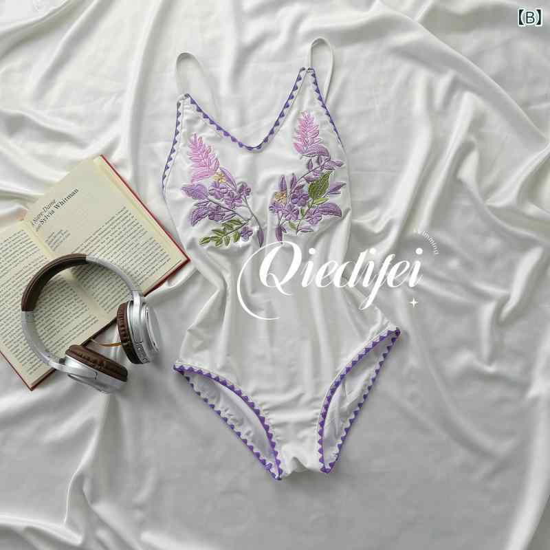 レディース 水着 ワンピース レトロ ヴィンテージ風 刺繍 体型カバー お腹カバー ...